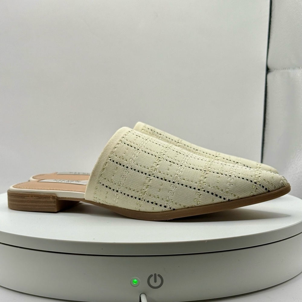Steven New York Cream Woven Pointed Toe Mules Slip-On‎ Flats Backless Size 7